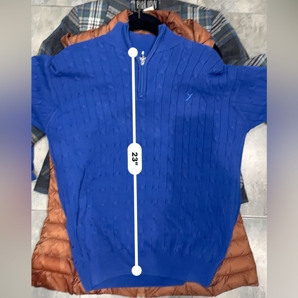Irish Woven Carraig Don | L | cobalt cableknit quarter zip sweater carraigdon - Picture 9 of 9